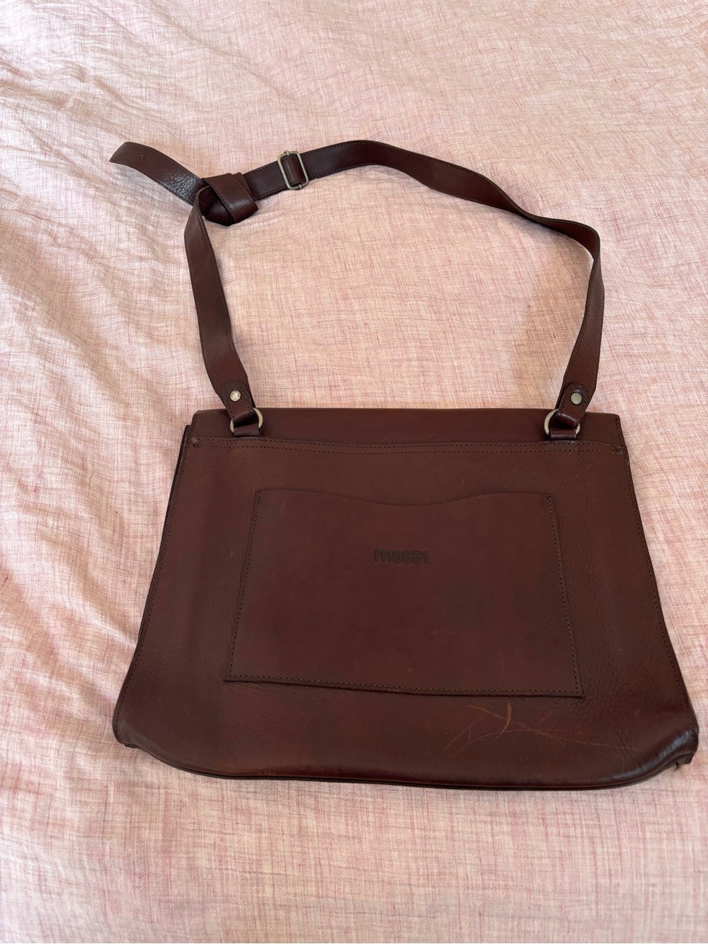 Women’s Chocolate Brown Leather Crossbody Bag with Front Pocket